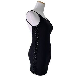 Silence + Noise Side Lace Ribbed Tank Dress Size Small Black